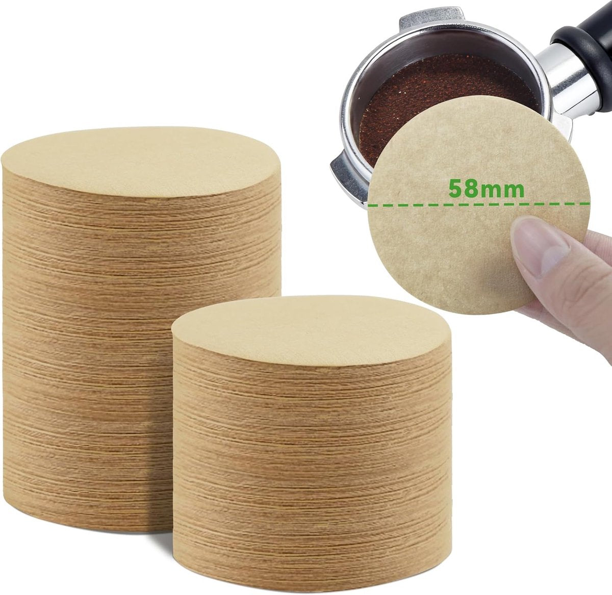 Coffee Filter Paper - 400 Pieces - Coffee Filters - Paper - Wood Fiber - Filters - Round - Replacement Micropaper Filters - Barista Tools - For Coffee and Espresso Machines - 58mm - Khaki - Image 6
