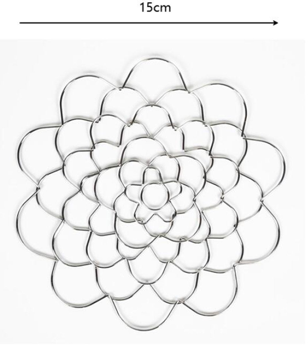 Flower Arrangement Holder Set - 2 Pieces - Flower Stand - Stainless Steel - Metal Wire Flower Arranger - Reusable - Flower Arranging Tool - Flower Grid Organizer - Suitable for Vases, Flower Stems and Bouquets - 15cm - Silver - Image 5