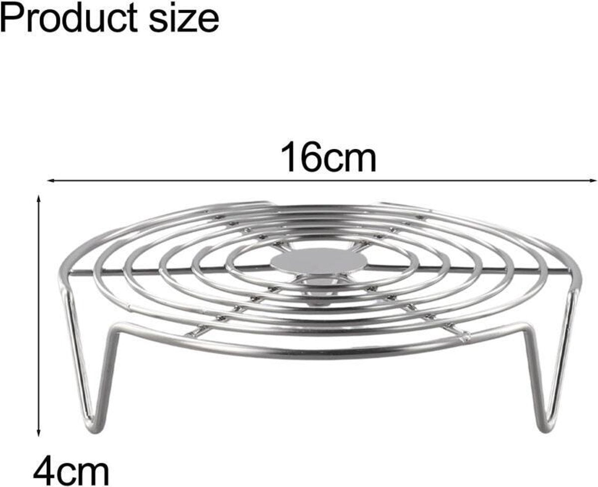 Oven Rack - Steam Rack - Stainless Steel - Microwave Rack - Round - Grill Cooling Rack - Multifunctional Cooking Steam Stand - Microwave Rack Round - Oven Rack - Universal - Suitable for cooking, baking and roasting - 16cm - Silver - Image 5
