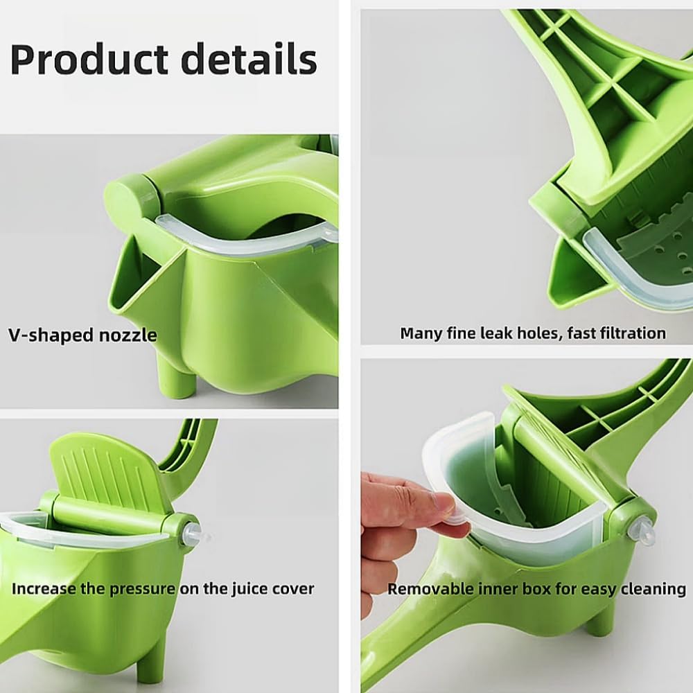Manual Juicer - Fruit and Vegetable Juicers - Portable Multifunctional Lemon and Orange Juicer for Home Use - High Efficiency Juicing Appliance - Light Green - Image 3
