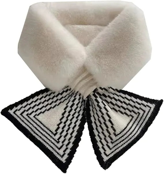 Women's Scarf - Women's Winter Scarf - Thick - Warm - Short Scarves - Plush Cross Scarves - Neck Scarves - White