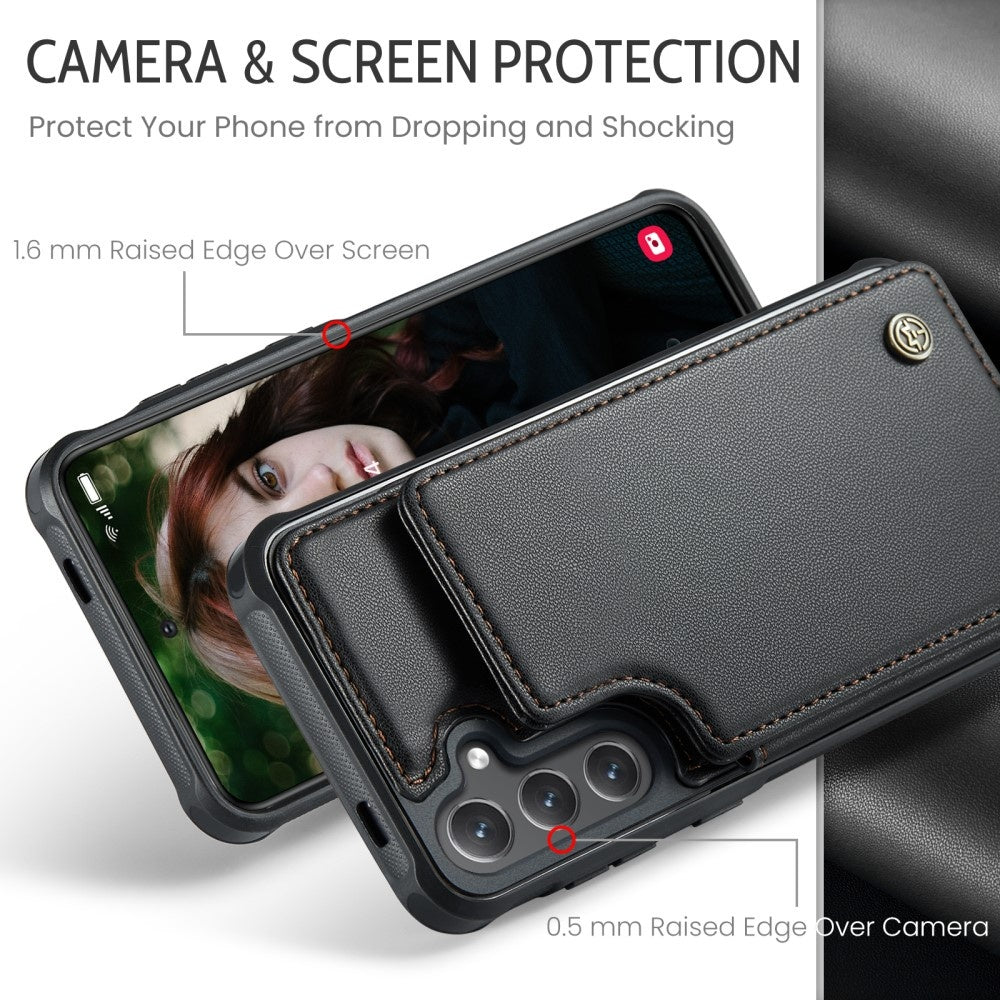 Compatible with Samsung Galaxy S25 Case with RFID Protection and Stand in Black - Image 6