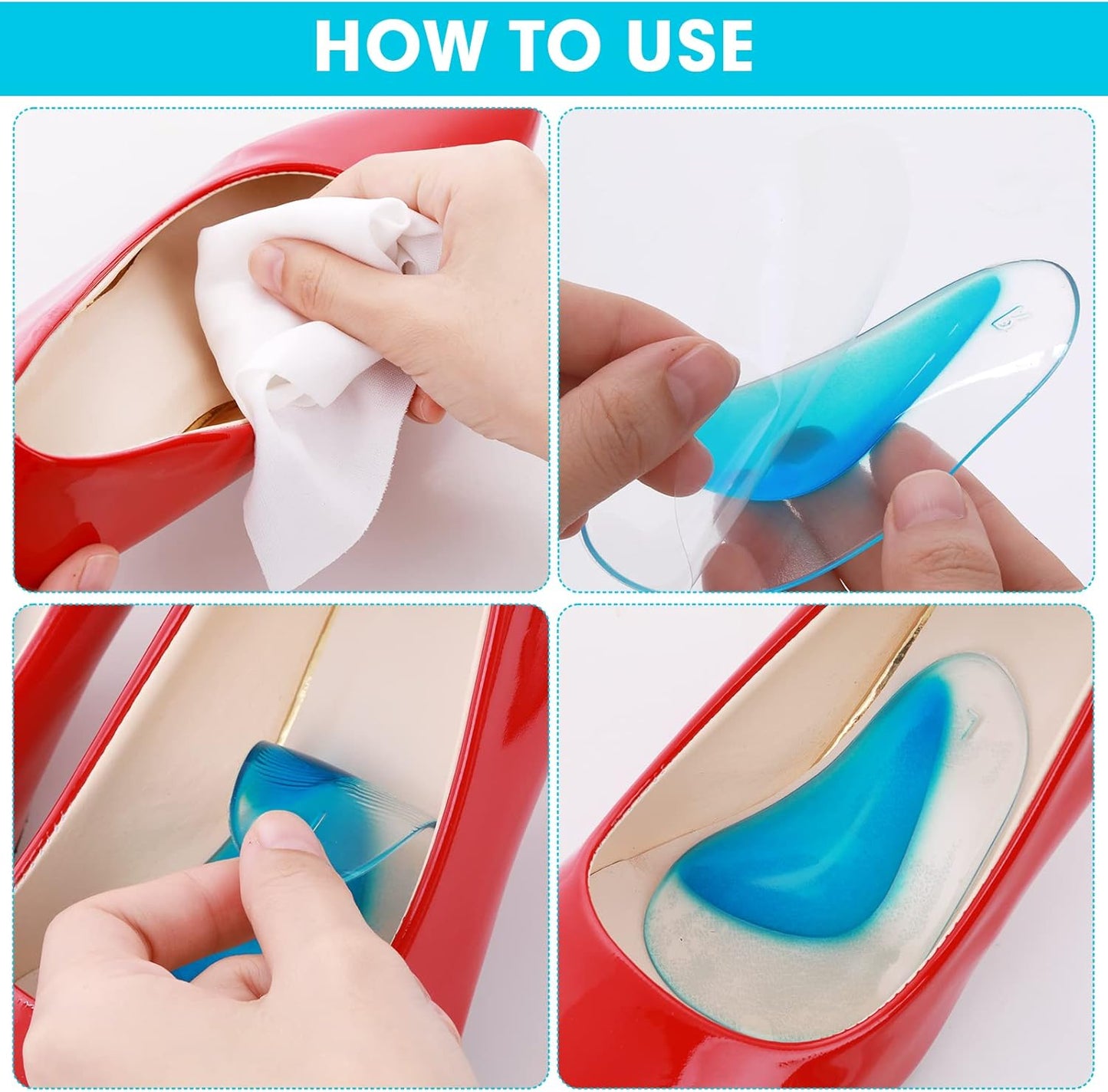 Orthopedic Gel Insoles 3 Pairs for Arch Support Plantar Fasciitis Silicone Shoe Inserts - Image 5