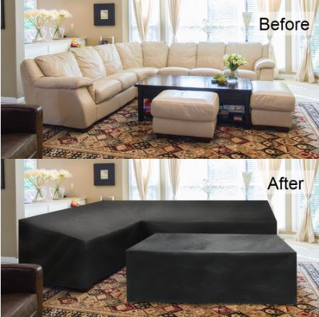 12 Sizes L-Shape All-Weather Cover Waterproof Rattan Corner Furniture Protector Garden Patio Outdoor Sofa Cover Dust Cover270*200*82cm - Image 6