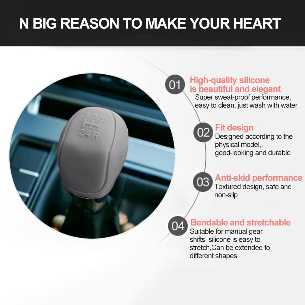 Car Silicone Gear Shift Knob Covers Black Grey 2 Pack 6-Speed Compatible with Various Models - Image 5