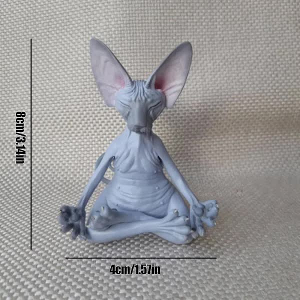 Meditating Cat Figurines Set of 4 Handmade Decorative Collectible Toys - Image 4