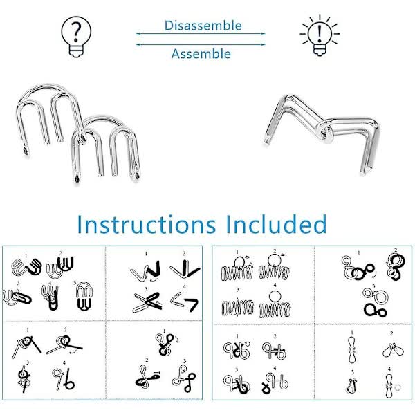 8pcs Metal Brain Teaser Puzzle Rings IQ Training Game for Kids and Adults Board Games - Image 4