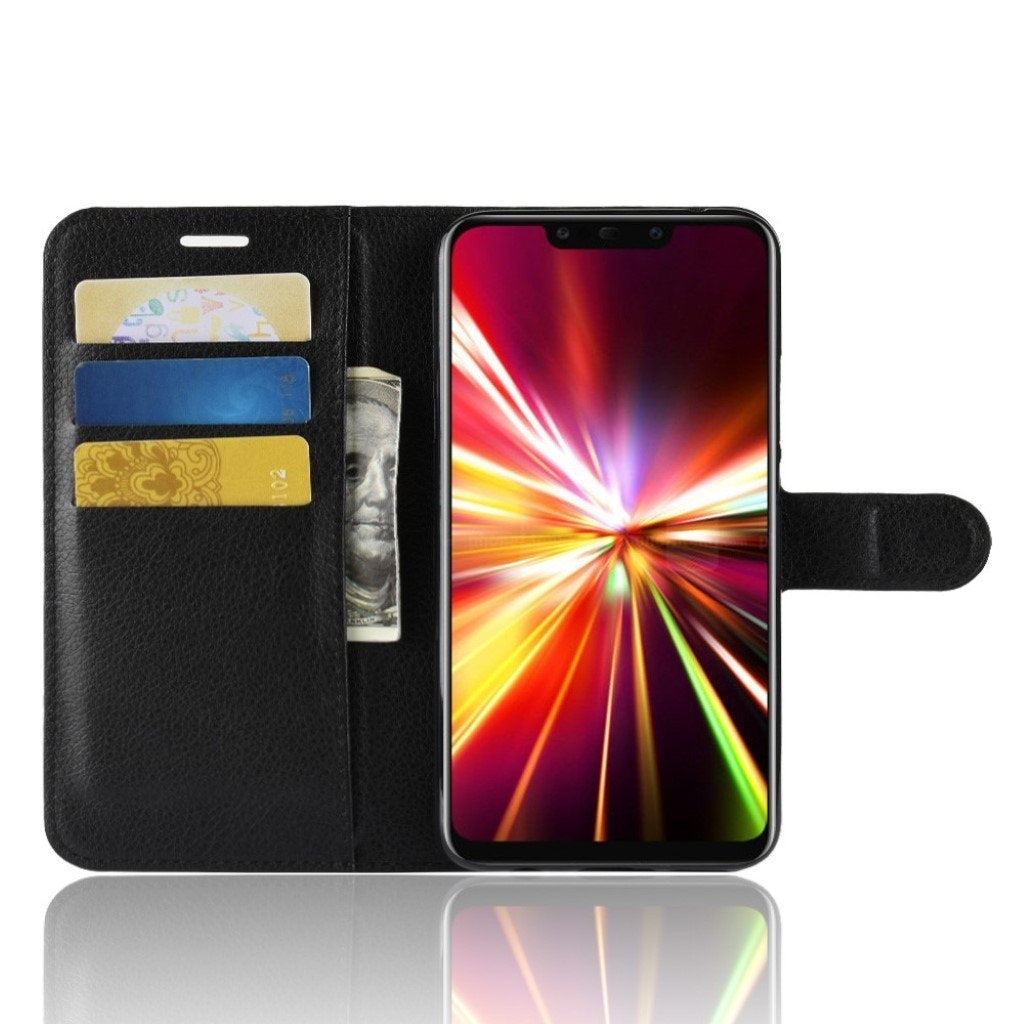 Huawei Mate 20 Lite Case Synthetic Leather Silicone Wallet Stand Cover - Black - Image 2