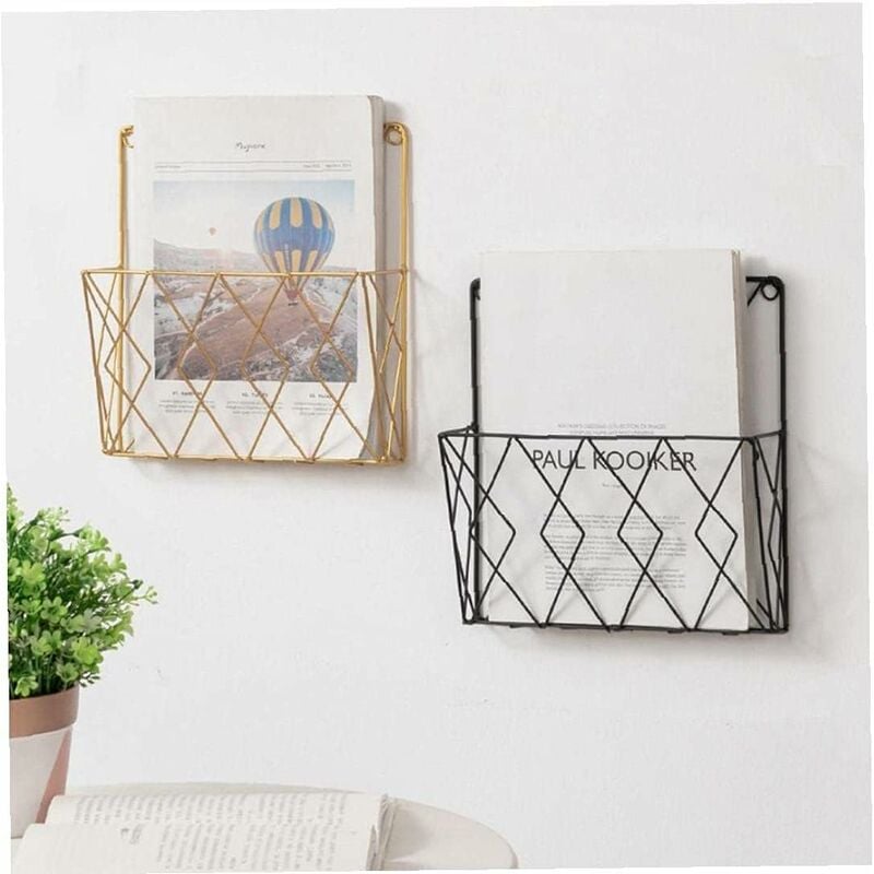Metal Magazine Rack for Wall - Storage Shelf for Office, Living Room, Bedroom - Compatible with Newspapers, Books and Files - Image 5