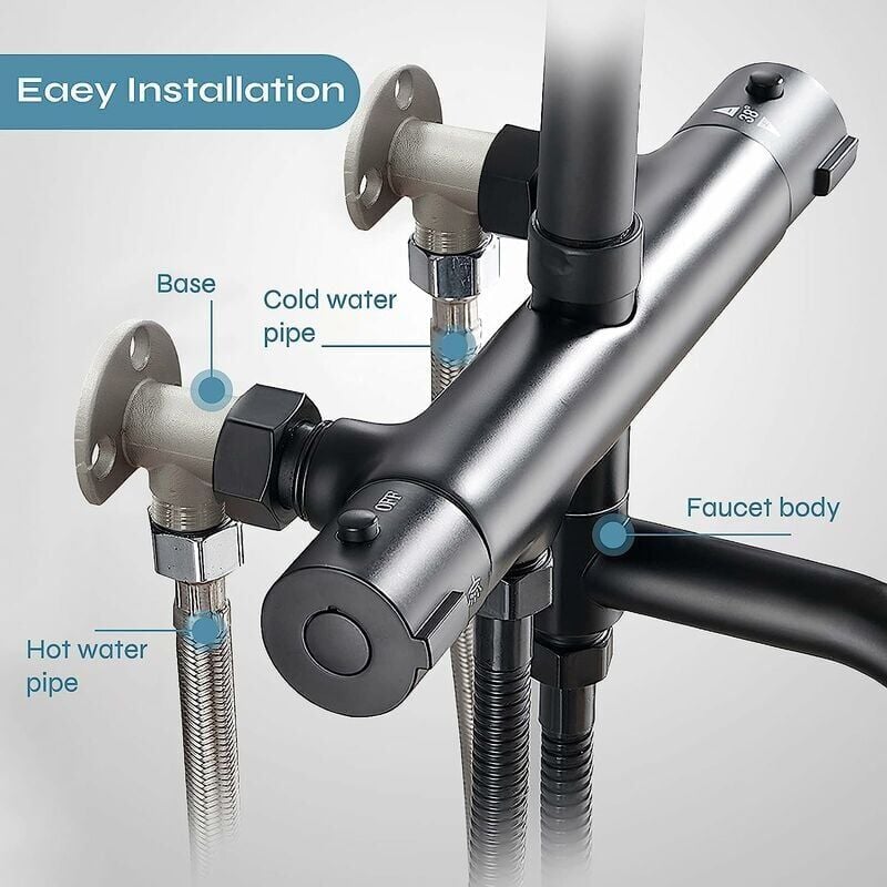 Outdoor Shower System Thermostatic Mixer Conversion Kit for Hose to Exposed Tap Surface Installation - Image 4