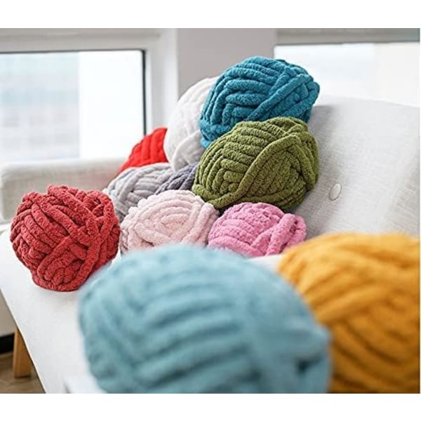 Large Jumbo Super Soft Chunky Knitted Chenille Yarn for Hand Crocheting Blankets - Olive Green - Image 4