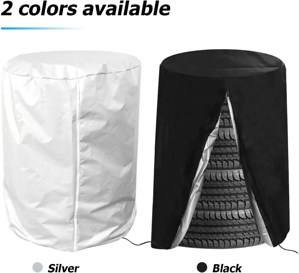 Tire Storage Cover, Universal Tire Cover for 4 Tires, Car Spare Tire Tire Storage Bag Case Protection (Silver) - Image 5