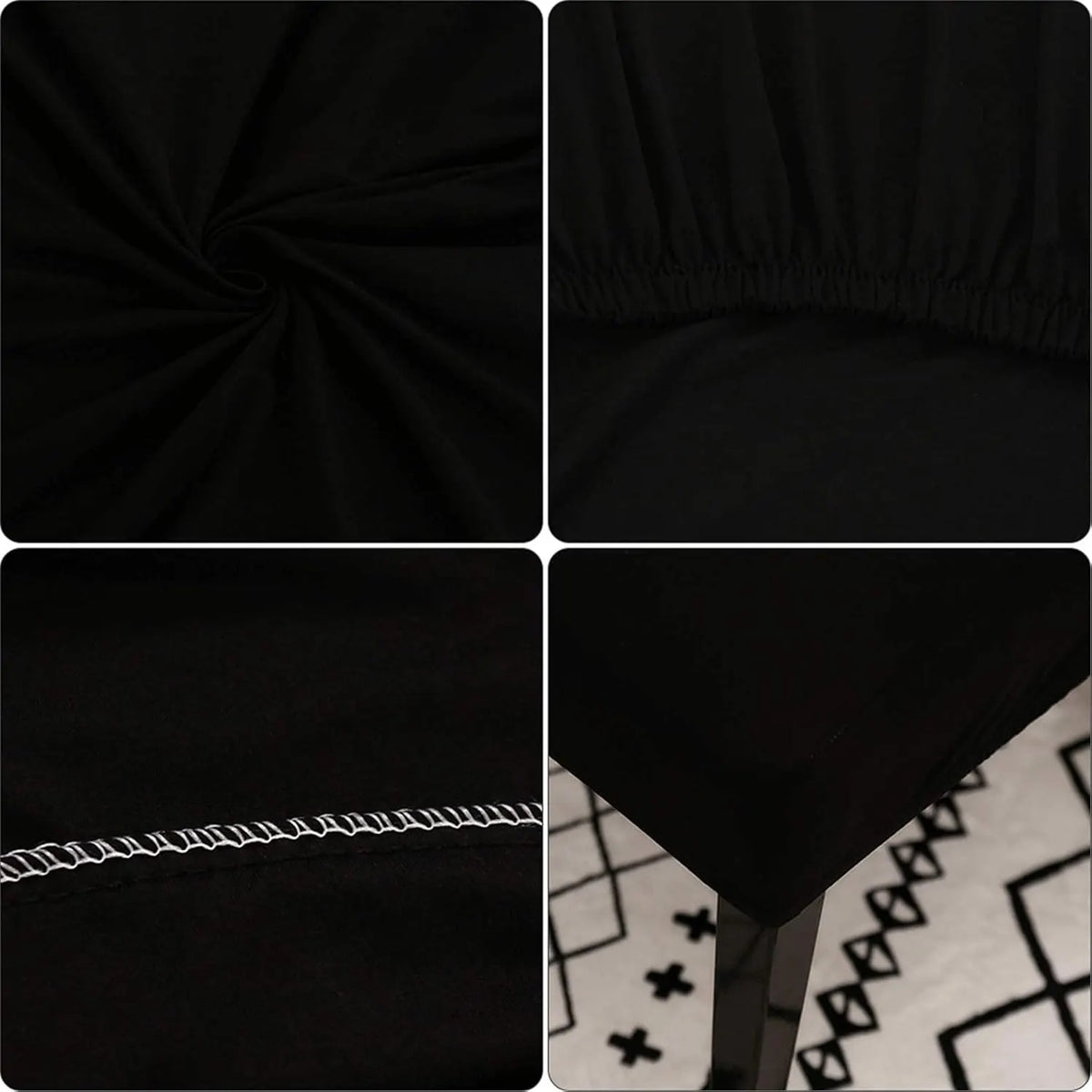Dining Room Chair Covers Stretchy Washable Set of 6 Black Seat Covers for Hotels Removable Decorative Covers - Image 4