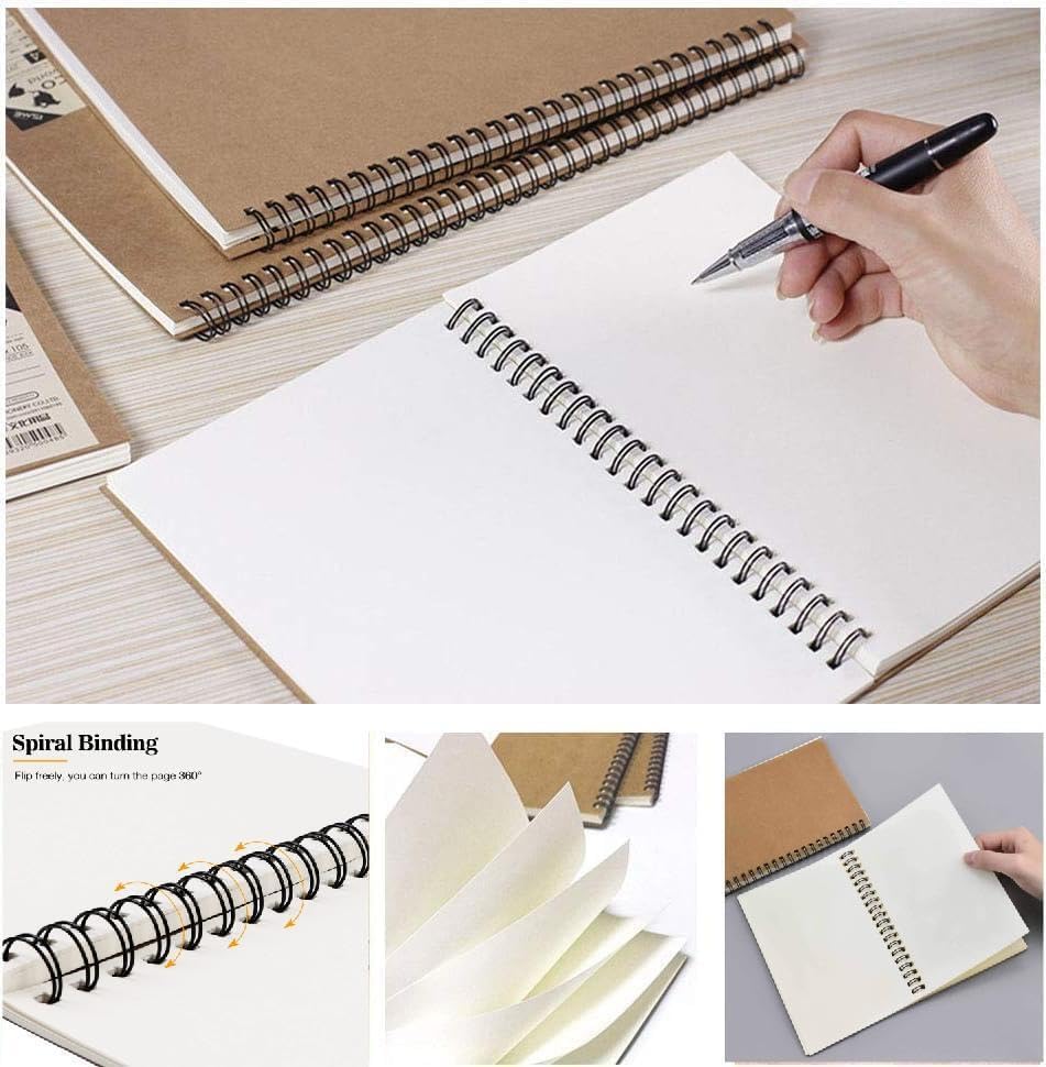 2 Pcs blank Spiral Notebooks, blank page notebook Wirebound Notepads 100 Pages (50 Sheets), 8.25" x 5.7" - Image 4