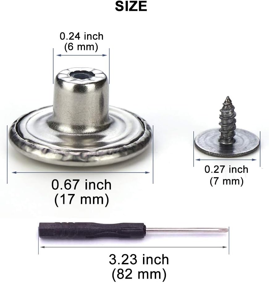 15 Sets Replacement Jeans Buttons, 17mm No-Sew Nailess Removable Metal Jeans Button Replacement Repair Combo Thread Rivets and Screwdrivers - Image 4