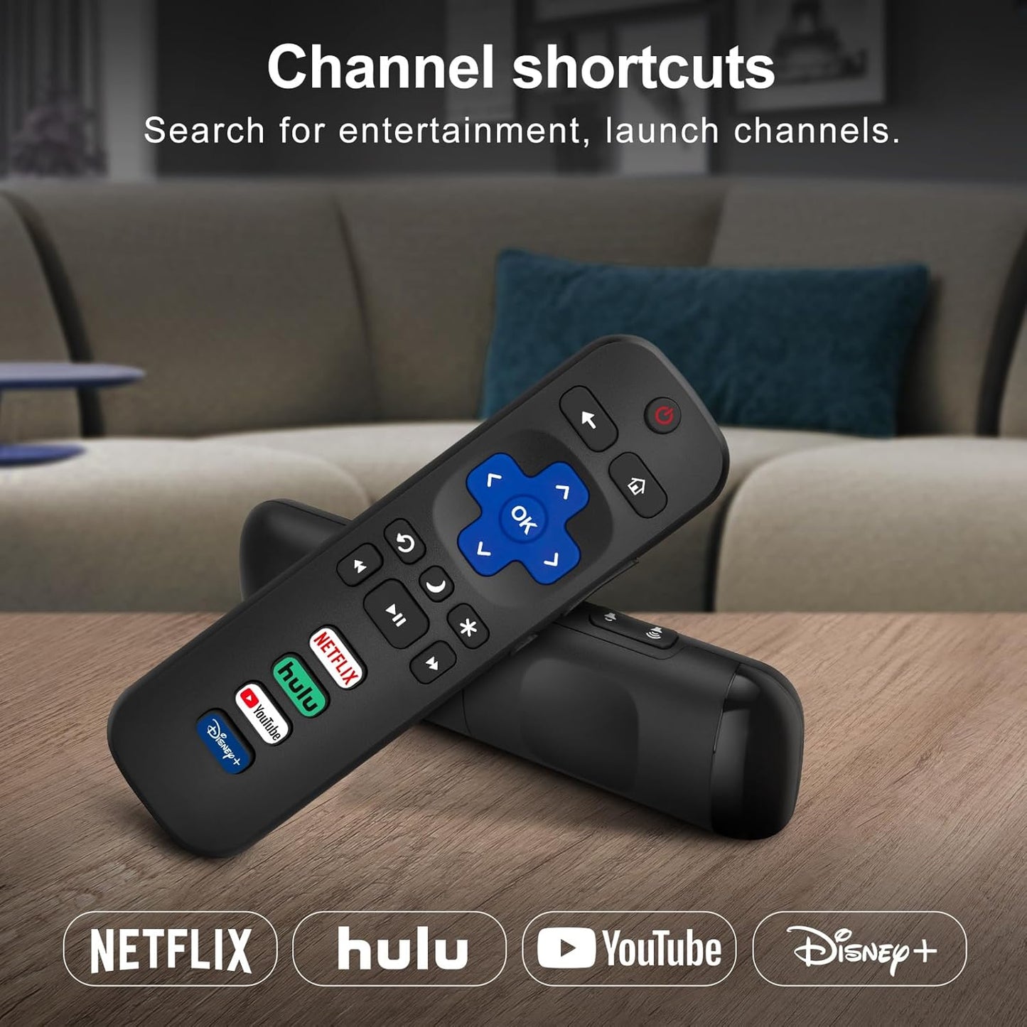 (Pack of 4) 2 Pack Replaced Remote Control only for Roku TV, 2 Pack Remote Control Cover for Roku Remote - Image 4