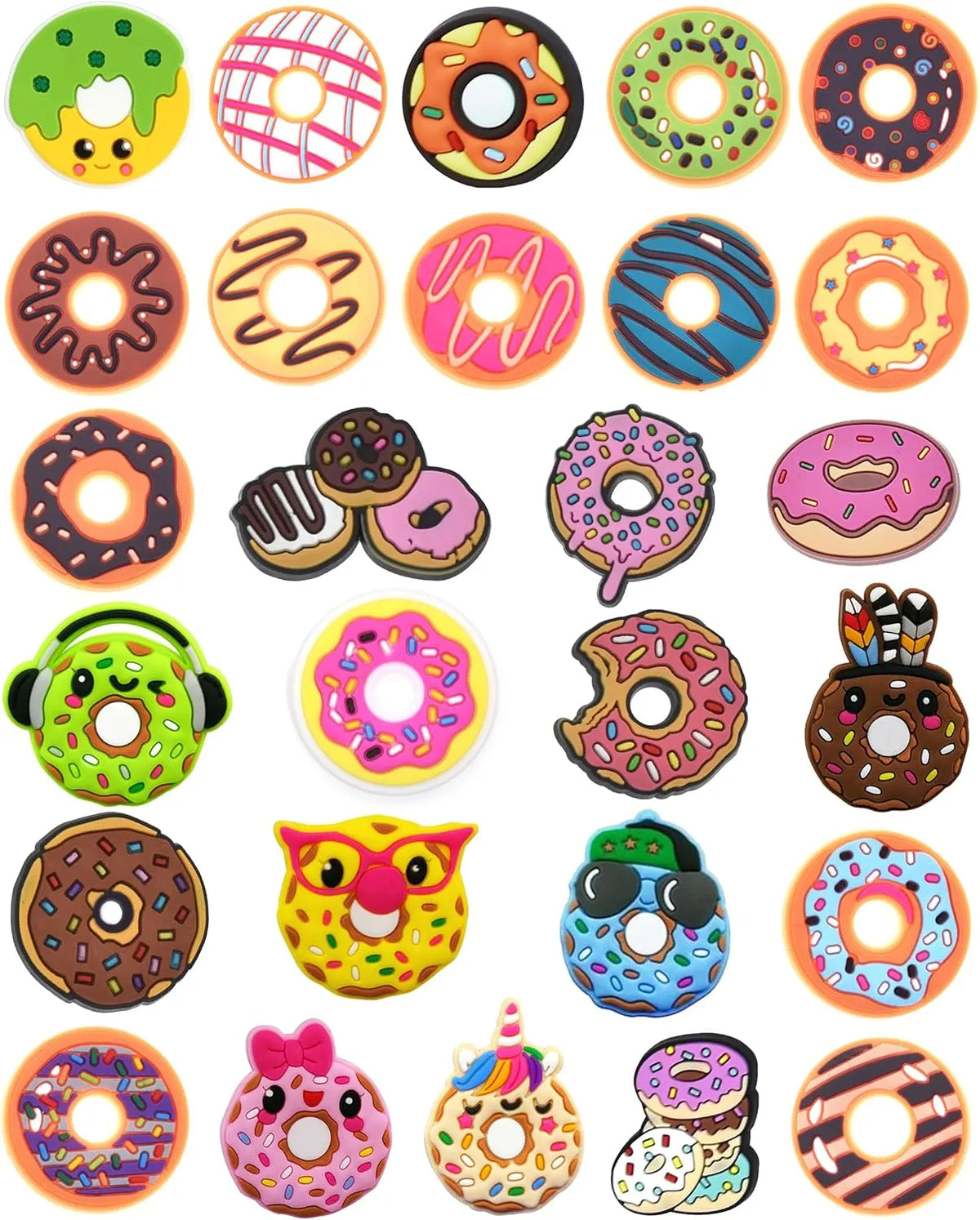 Donuts Shoe Charms fits for Clog Shoes Decoration, Sweet Cake Pins for Shoe & Bracelet Wristband Party Gifts