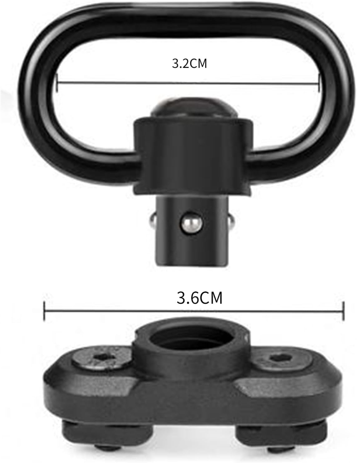 QD Sling Mount kit Rail Adapter Adaptor Push Button Quick Release Strap Buckle, Black - Image 4