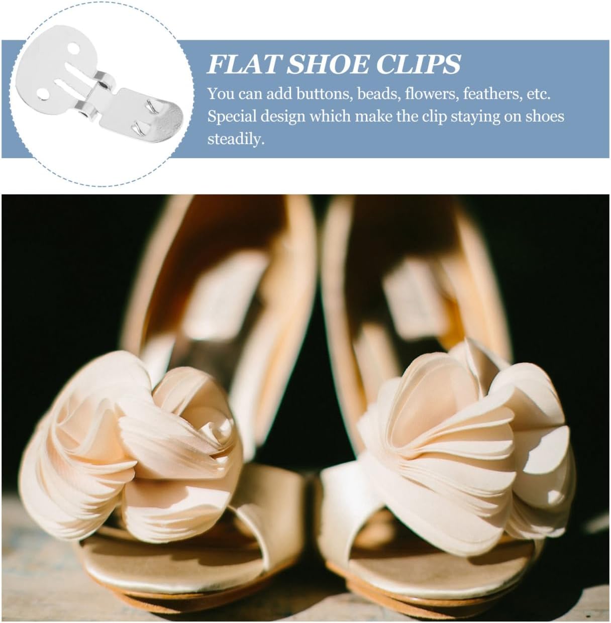 10pcs Shoe Clips for Diy Crafts: Stainless Steel Flat Blank Shoe Embellishments for Decoration Silver (1.25 X 0.78 Inch) - Image 4