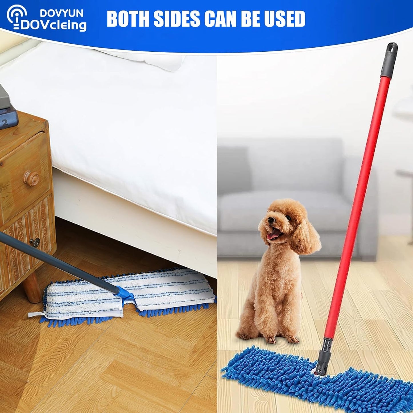 2 Pack Microfiber Mop Refills Compatible with O-Cedar Dual-Action Flip Mop Resuable Replacement Mop Heads for Dry & Wet Use - Image 4