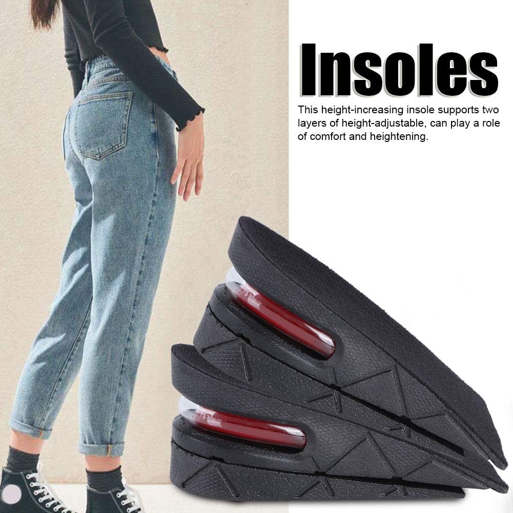 2in Height Increasing Insoles for Men Women, 2 Layer Adjustable Air Cushion Massage Shock Relief Comfortable Feet for Sports Shoes Boots (Black) - Image 4