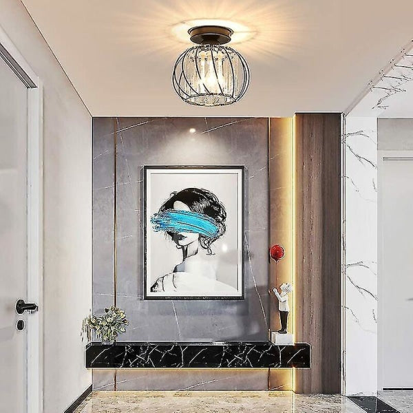 Modern Crystal Ceiling Light E27 LED Chandelier Compatible with Philips, Black Design for Kitchen Dining Room Bedroom Hallway Entrance - Image 5