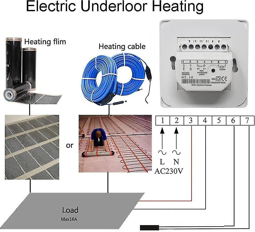 Electric Underfloor Heating Thermostat, 220V 16A with Probe, Mechanical Control, Energy Class A+++, Compatible with Underfloor Heating Systems - Image 4