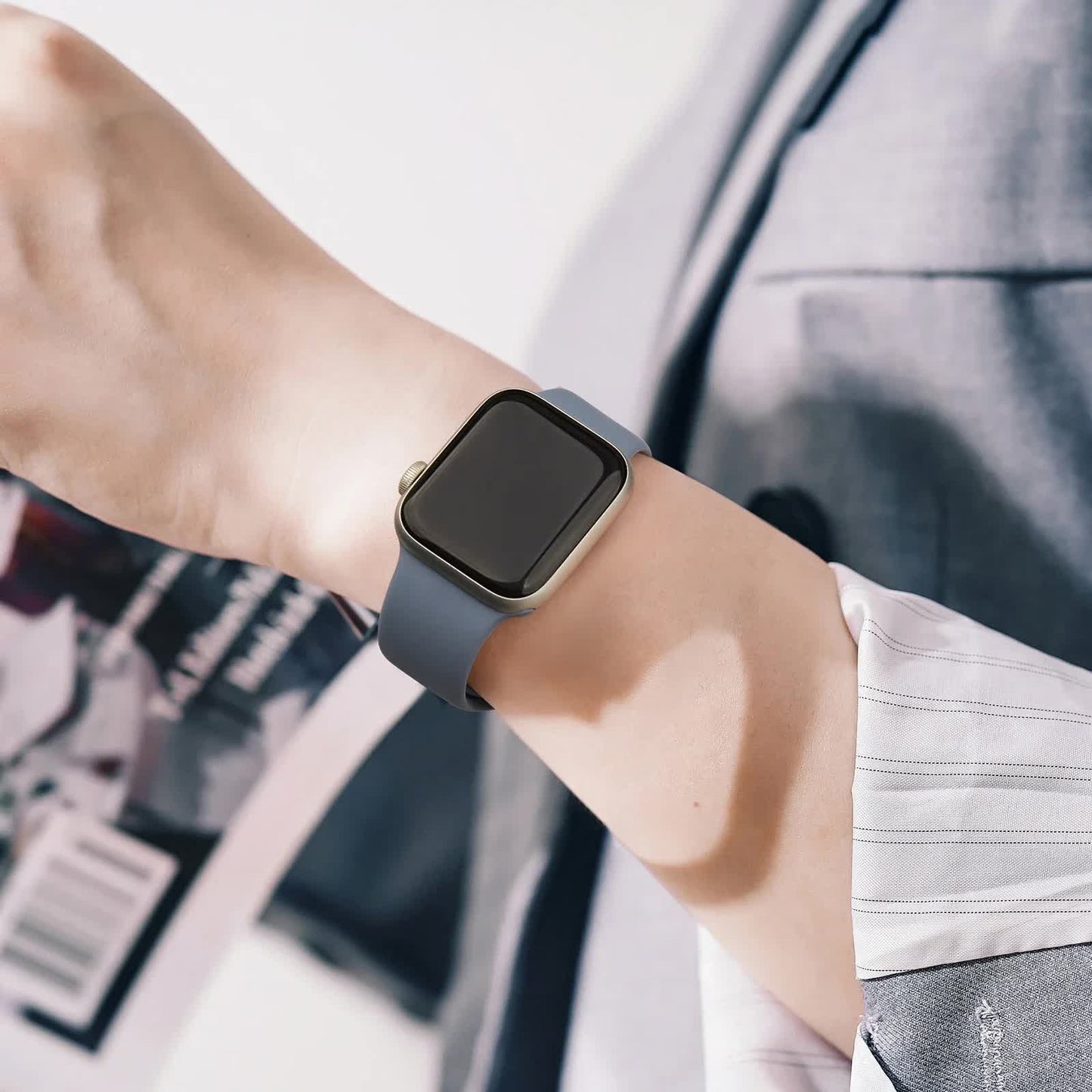 Soft Silicone Band for Compatible with Apple Watch Series 8 7 6 5 4 3 SE and Ultra, Apple, Smoky Purple, 38mm 40mm 41mm 42mm 44mm 45mm 49mm - Image 7