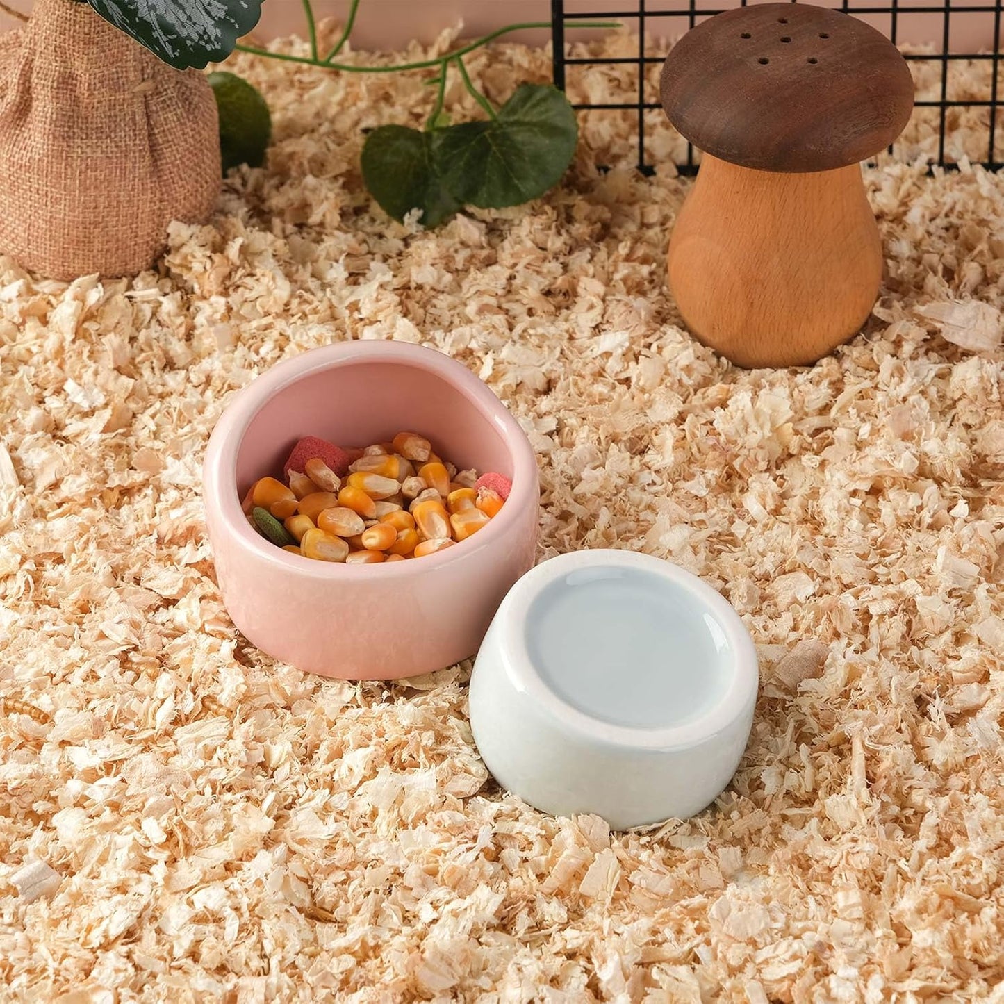 4 Pack Small Hamster Food Bowl Ceramic Guinea Pig Food Dish No Spill Hamster Food and Water Bowl Small Animal Food Bowl for Chinchilla Hedgehog Hamster Gerbil - Pink Blue Yellow and Green - Image 4