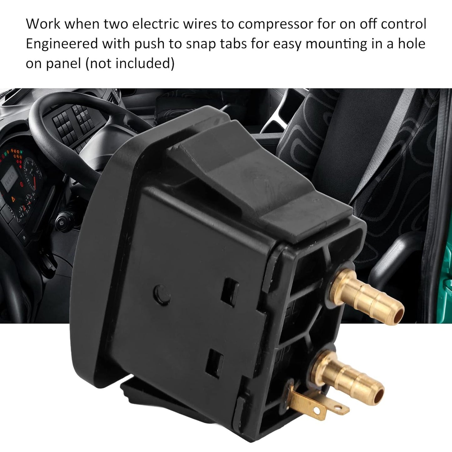 Air Spring Activation Switch Electric Cab Seat Valve Switch Paddle Type Push to Snap Tab ON Off ON Compressor Accessory Air Ride Suspension Control Switch - Image 4