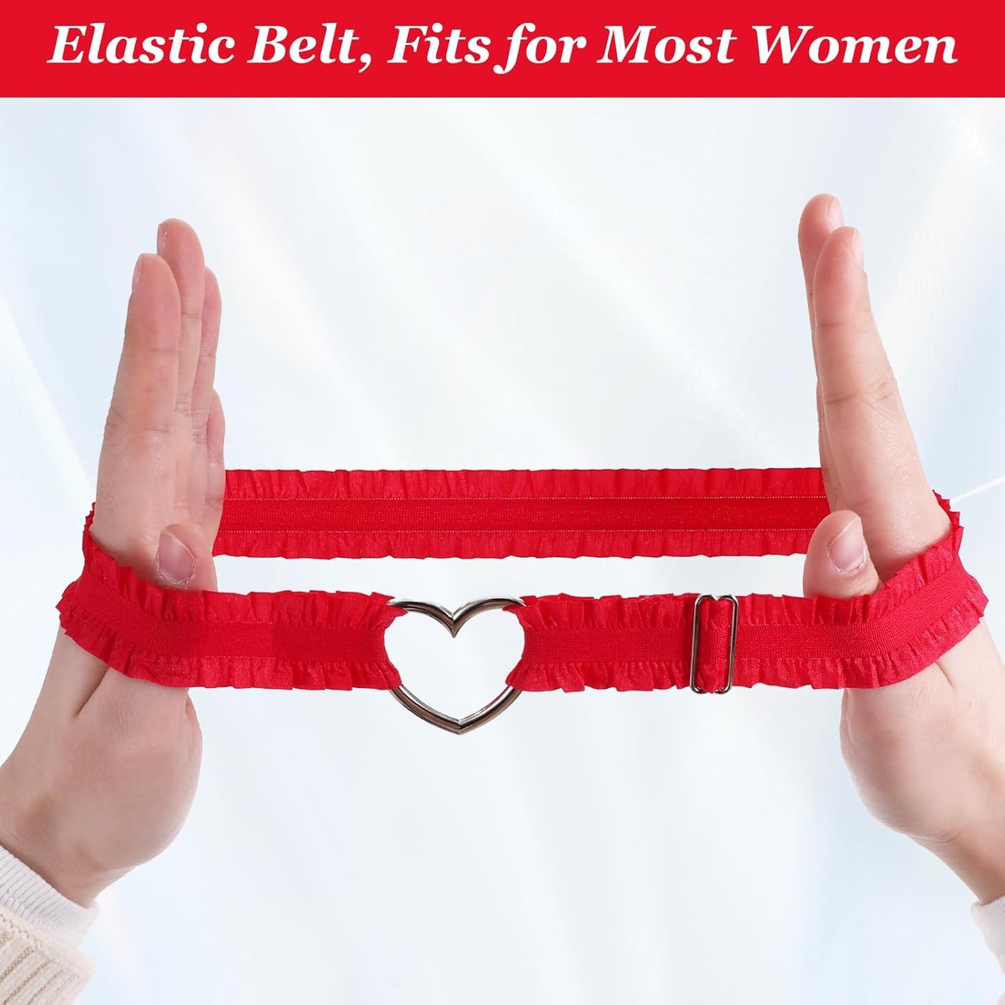 2 Pcs Adjustable Heart Lace Thigh Garters, Red Heart Garters Belt, Elastic Leg Garters Belt for Women - Image 4