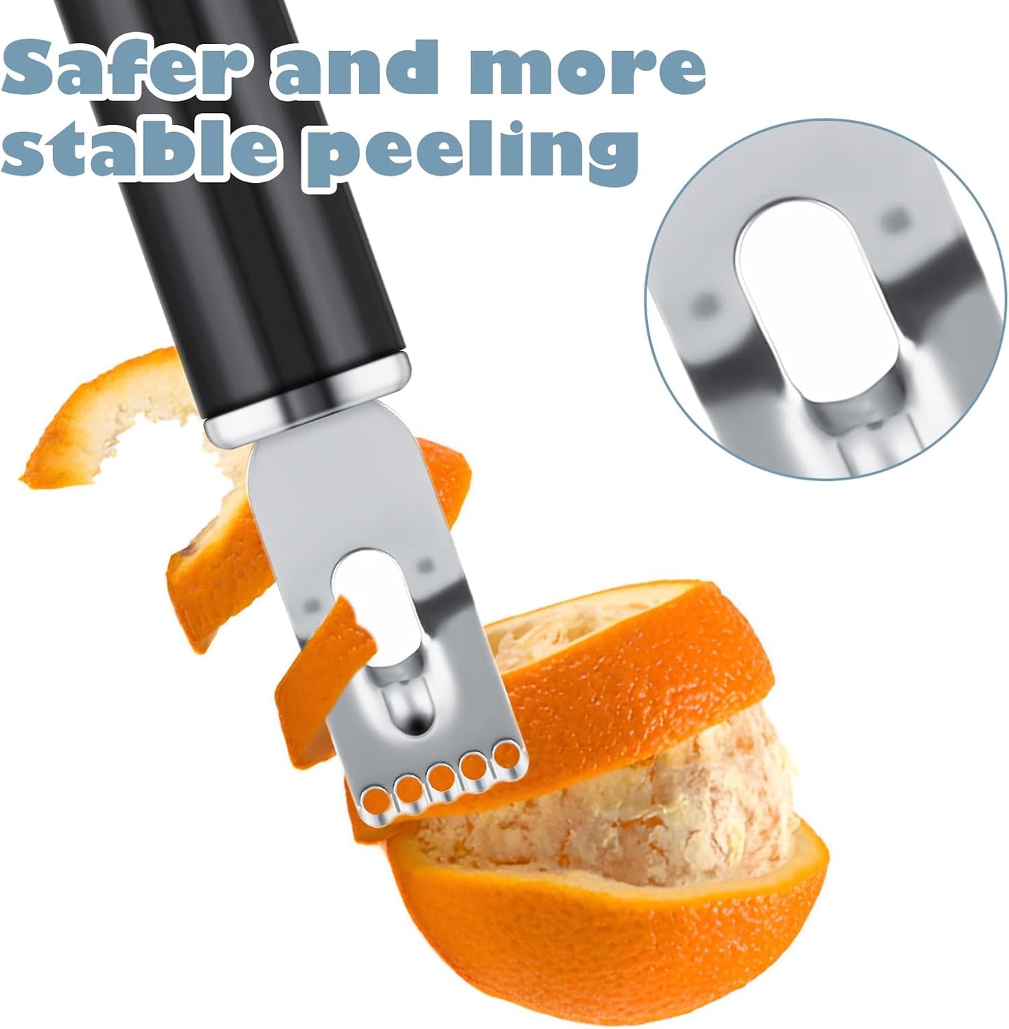 2 in 1 Channel Knife, Lemon Zester Tool, Ultra Sharp Lemon Twist Peeler for Cocktail Garnish, Stainless Steel Orange Citrus Fruit Rind Peel, Home Bar Kitchen Accessories (Silver) - Image 4