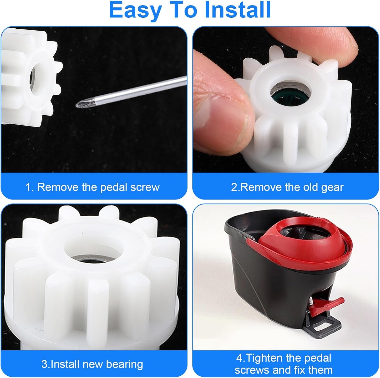 6Pcs Spin Mop Replacement Parts, Spin Mop Bucket Clutch Bearing Gear Replacement Compatible with Ocedar, One Way Bearing Bucket Gears Pedal Repair Replacement for Vileda and More Rotation Mop - Image 4