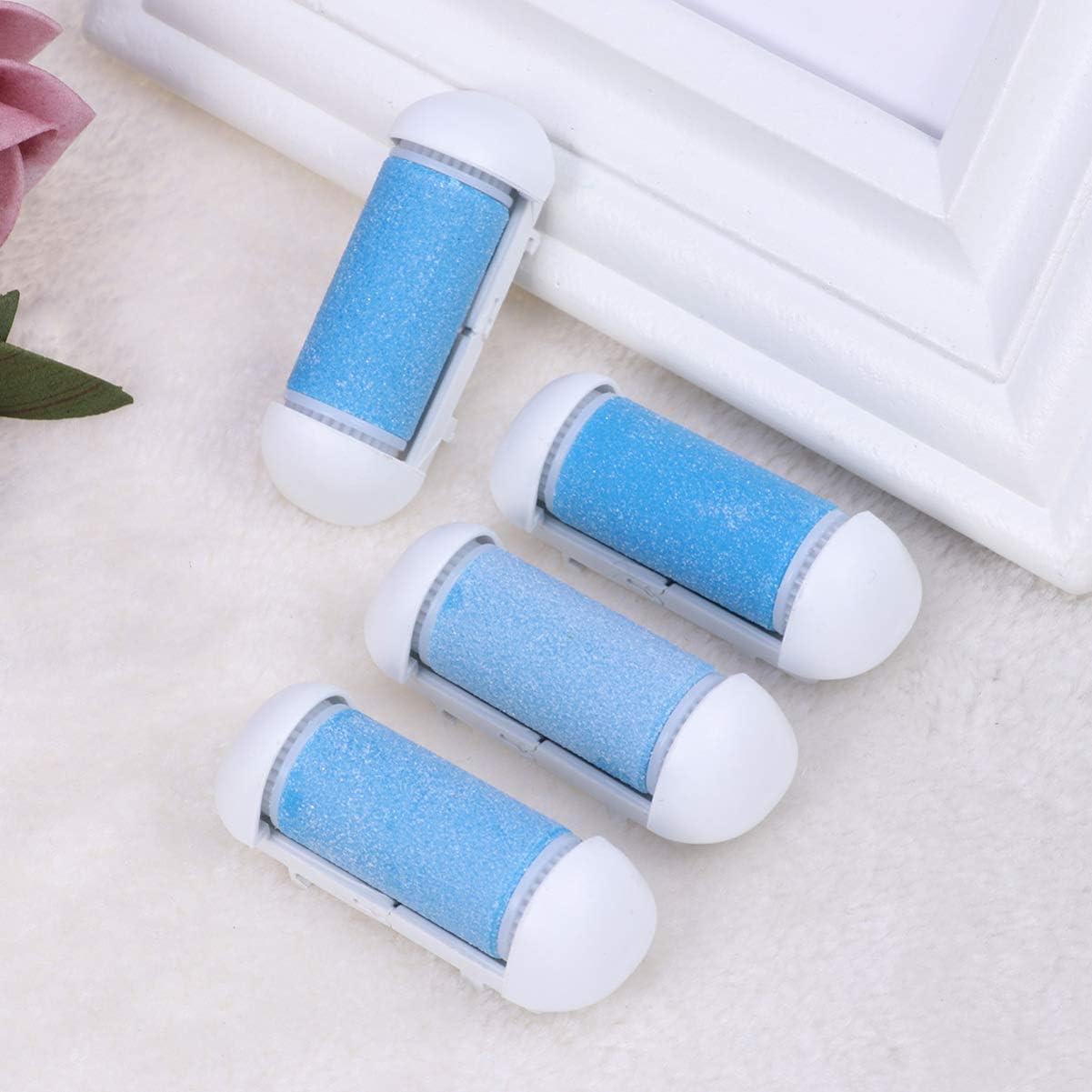 Electric Foot Remover 4pcs Replacement Roller Refill Head Pedicure Hard Skin Remover Rollers Electric Remover Accessories Foot File Foot Sander(Blue) - Image 4