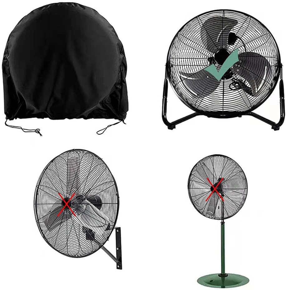 Industrial Fan Cover Waterproof Dustproof Outdoor Fan Cover for 18"&20" Industrial Floor Fan Heavy Duty High Velocity Floor Fan Covers(Black) - Image 4