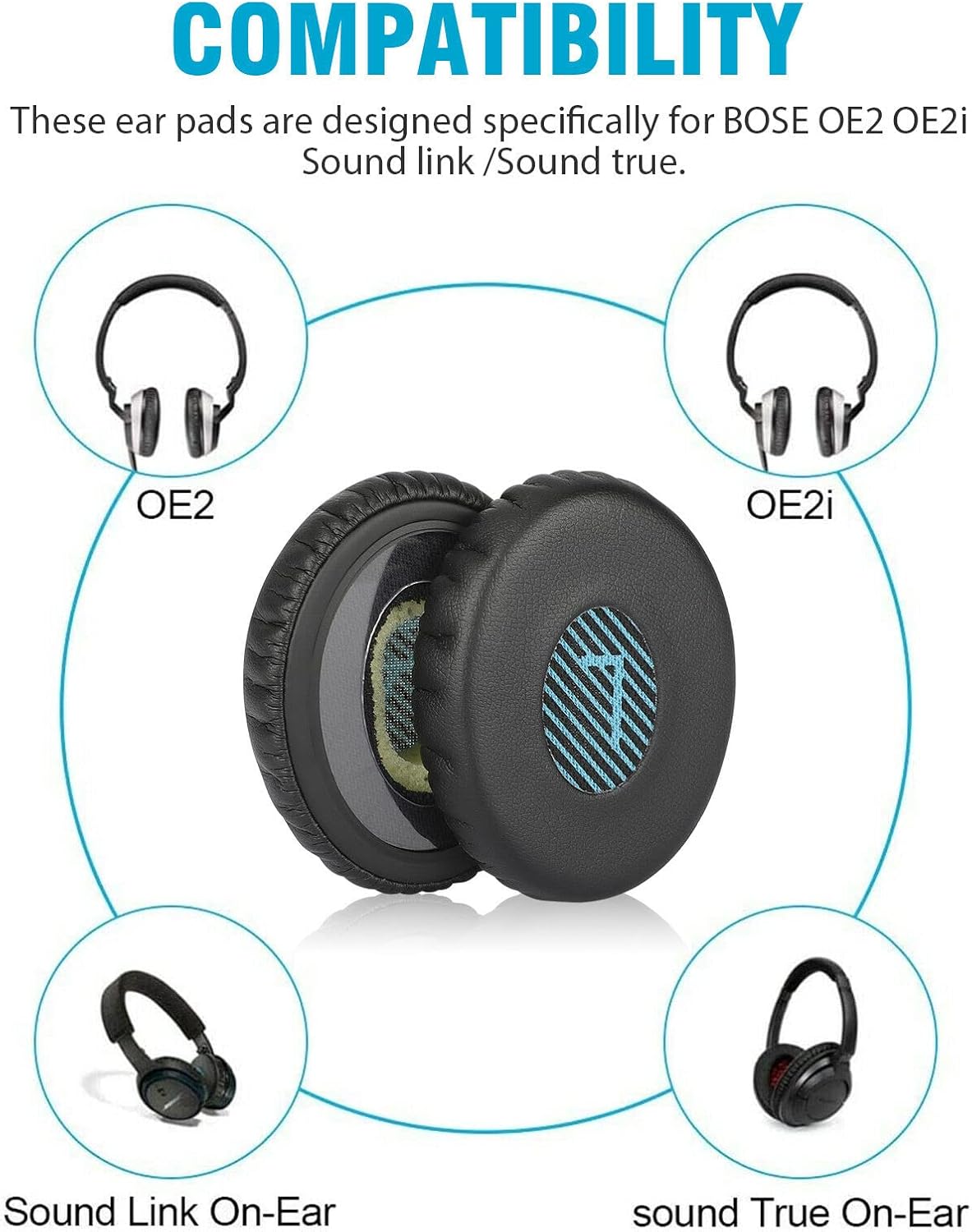 Replacement Ear Pads for Bose Sound True & SoundLink Wireless Headphones Memory Foam On-Ear Headphone Earpads Cushions for Bose OE2 OE2i - Image 4