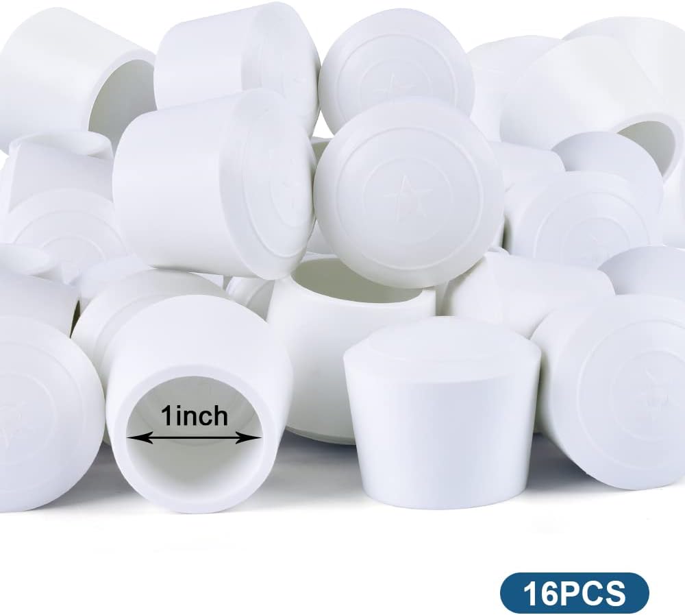 Chair Leg Tips Caps, 1 Inch Non Slip Rubber Bar Stool Caps 16 Pcs Furniture Feet Covers for Floor Protection, White inches - Image 4