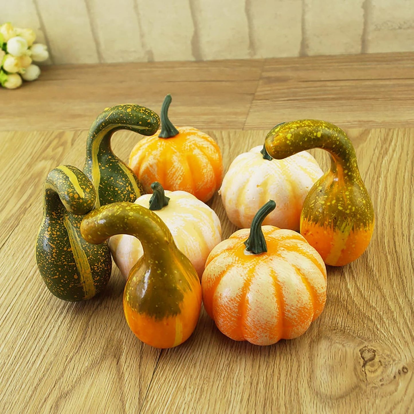 12 Pcs Artificial Pumpkins and Gourds Set, Small Faux Foam Pumpkins Artificial Vegetables for Halloween Fall Thanksgiving Party Table Decoration Supply (12pcs) - Image 4