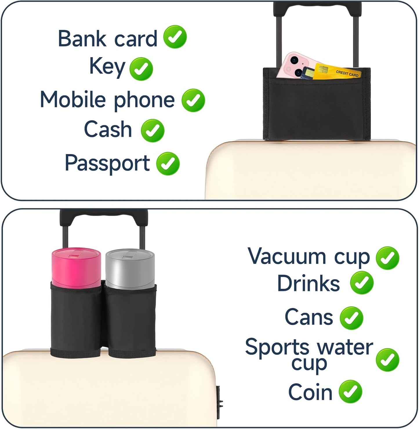 Luggage Cup Holder Suitcases Cup Holder Luggage Drink Caddy Suitcase Beverage Cups Holders Travel Essentials for Flight Attendants Business Travelers, Black - Image 4