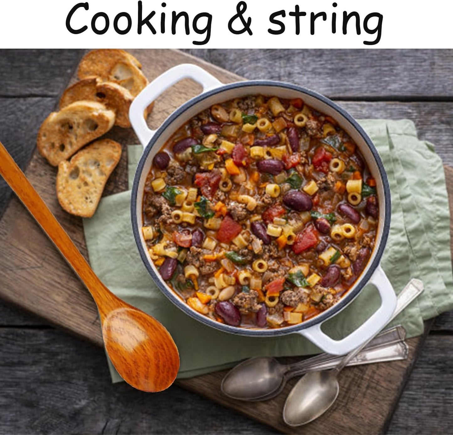Extra Long Handle Wooden Spoon -19.7 inch Wooden Kitchen Utensils Wood Stirring Wood Soup Cooking Mixing Hardwood Cookware - Image 4