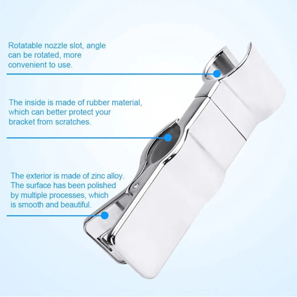 Shower head holder - Adjustable shower head holder - 45° rotatable universal shower head 20-25 mm - Shower head holder with rail - Image 2
