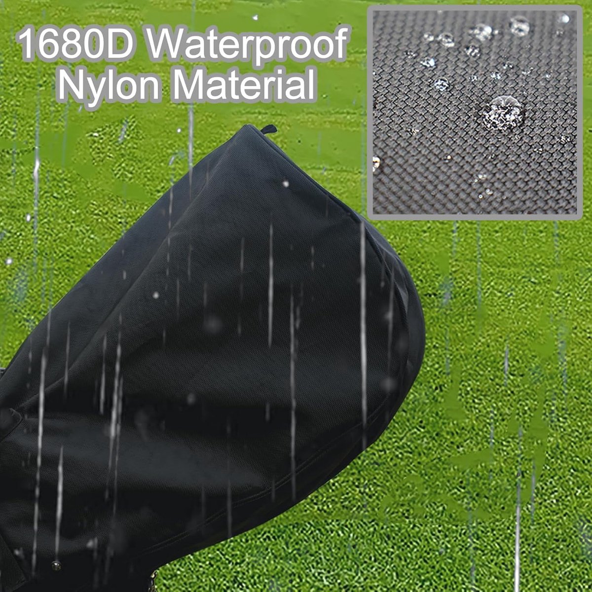 Golf Bag Cover - Waterproof Rain Cover - Golf Bag Rain Cover - Fits Almost All Travel Bags Golf Bag - Carrying Cart for Men and Women Golfers (Color: Canvas Black) - Image 5