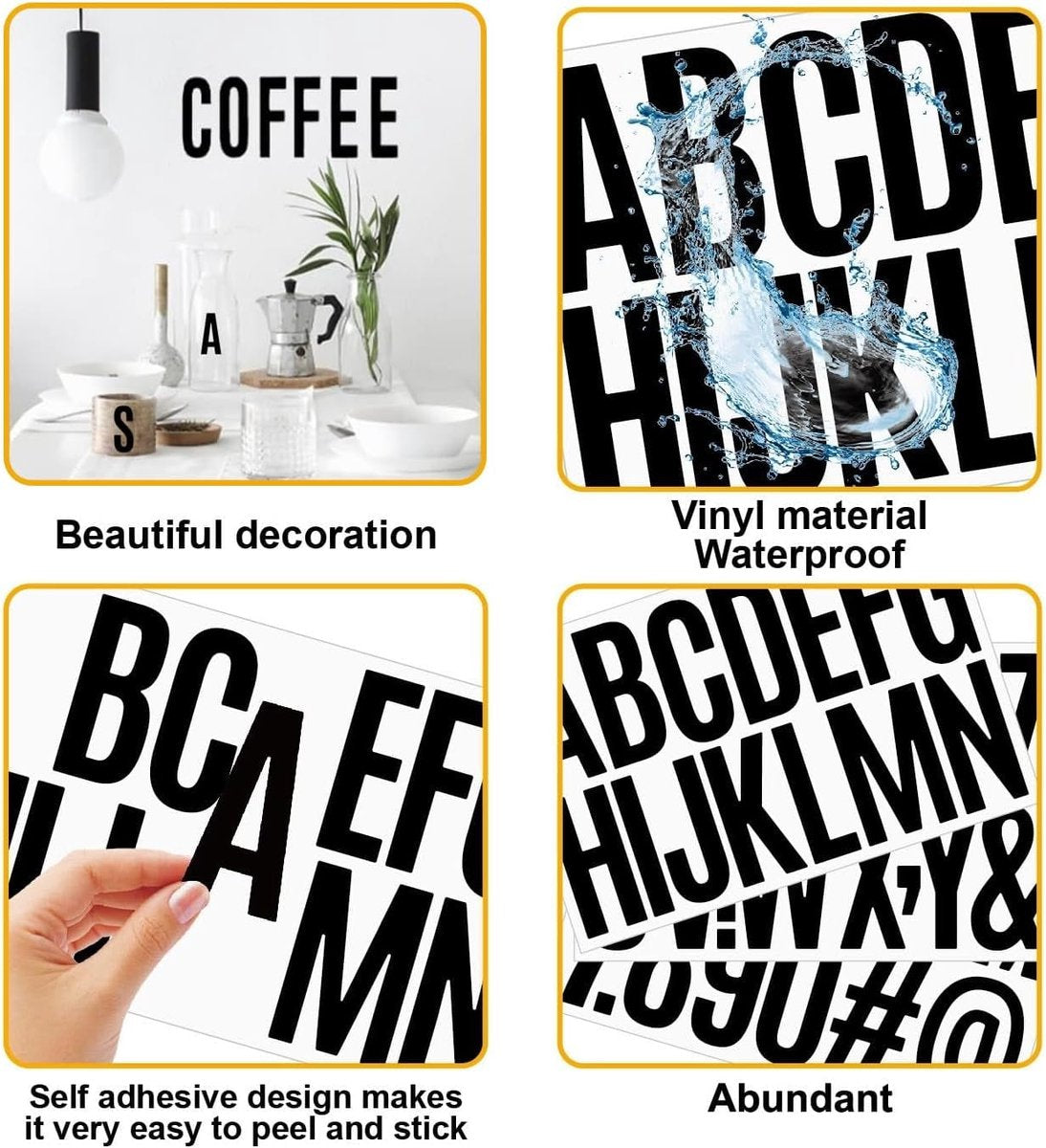 letter stickers - 10-sheet vinyl letter stickers - 2-inch self-adhesive alphabet and number stickers - waterproof - suitable for mailboxes, windows, doors, cars, boats, house numbers (black) - Image 5