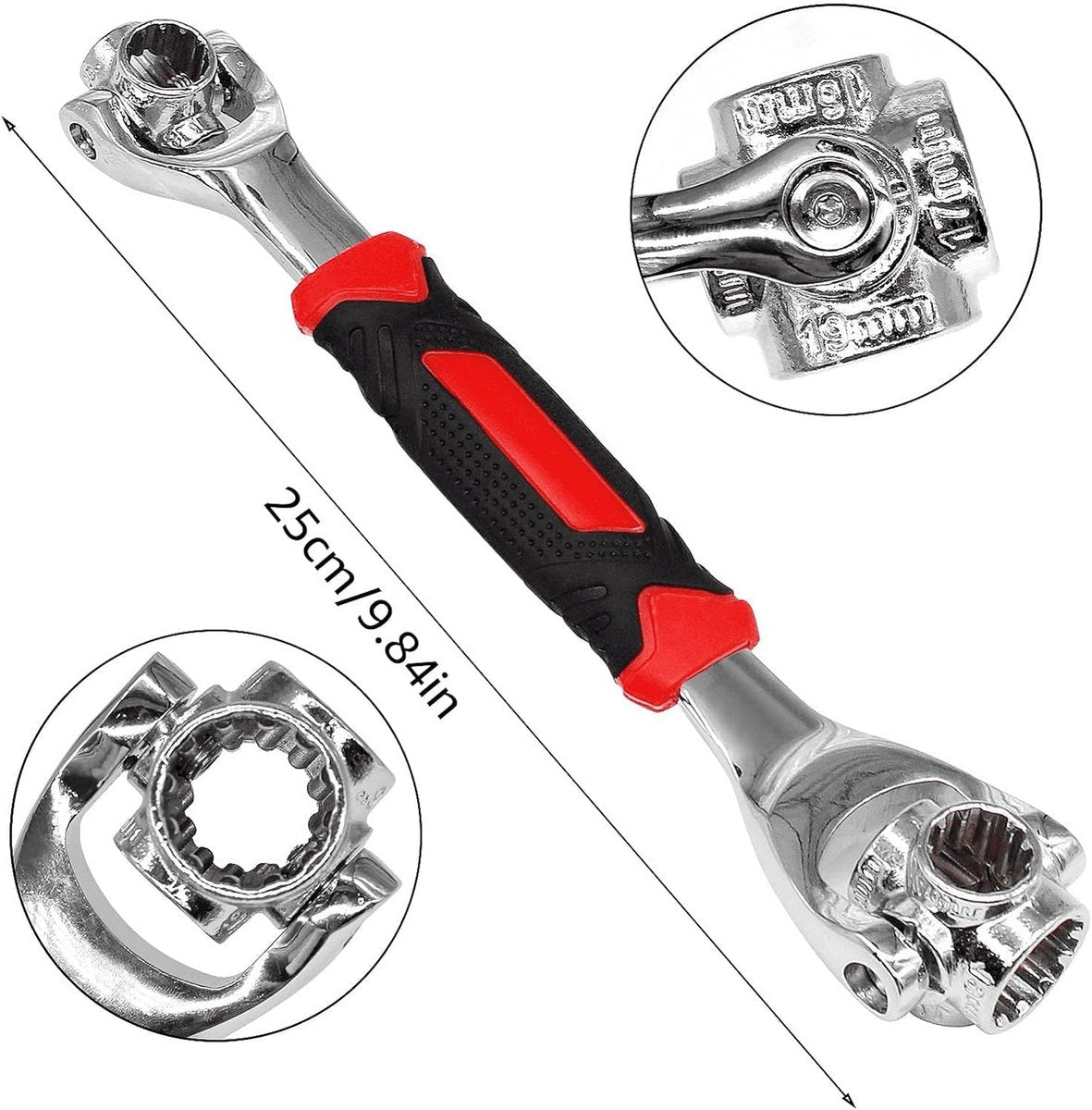 52-in-1 Socket Wrench - Adjustable Wrench - Universal Stainless Steel Wrench - Multifunctional Wrench - With 360 Degree Rotating Head - Suitable for Home, Bicycle and Car Repairs - Image 7
