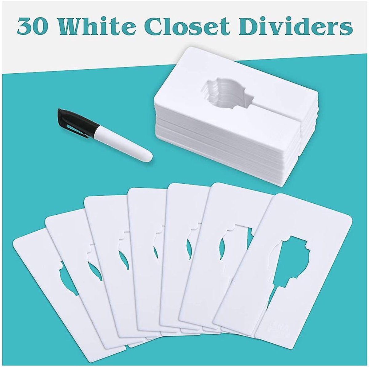Wardrobe dividers - for hanging clothes - rectangular clothes dividers on racks - white wardrobe 40 pieces - Image 5