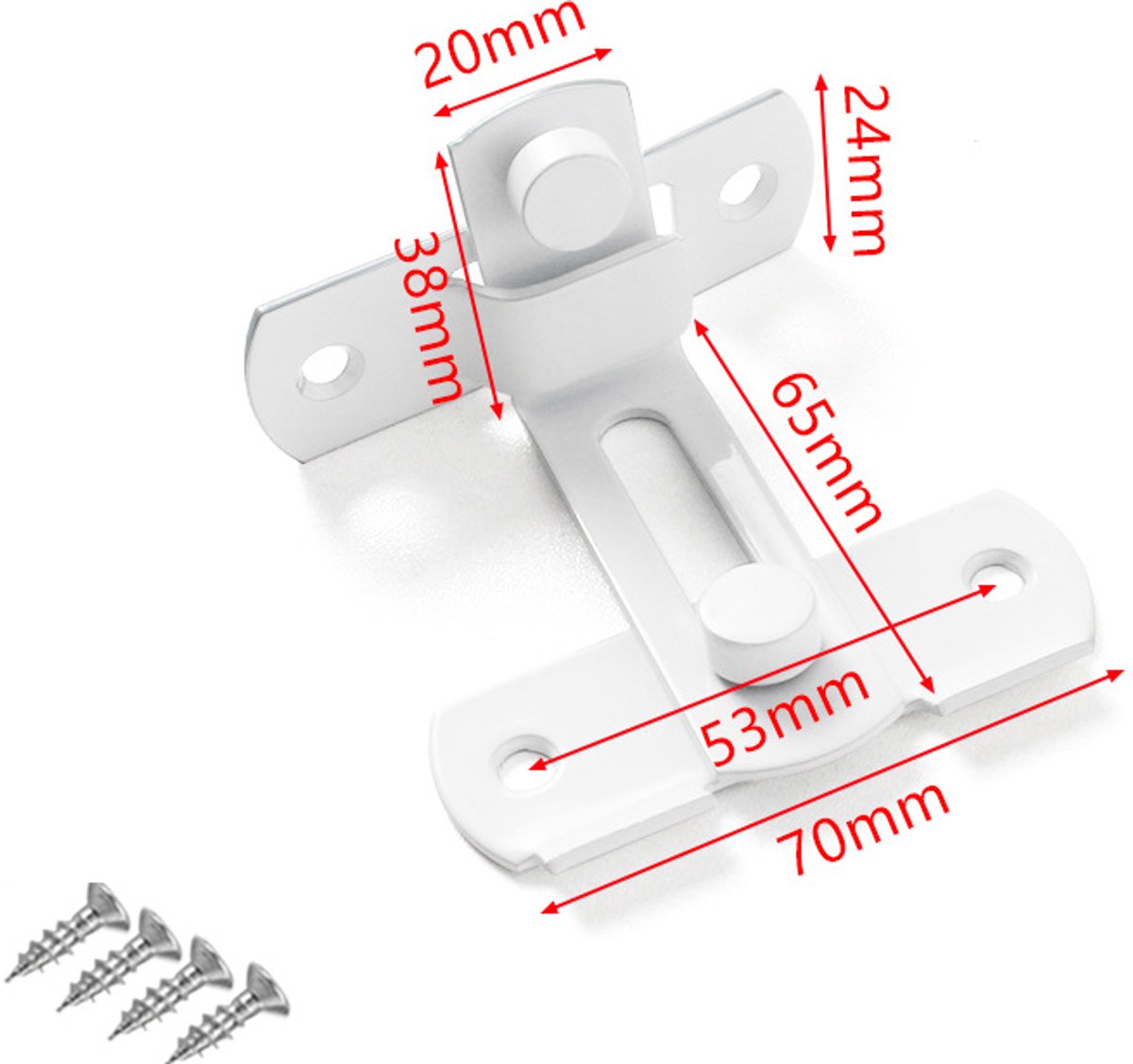 4-piece package - Sliding bolt - Stainless steel bolt - Safety lock (white) - Image 6