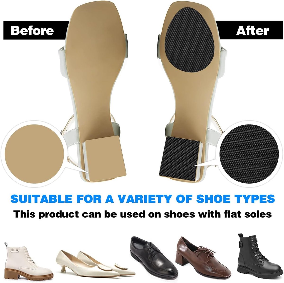 4 pairs of non-slip insoles - non-slip rubber insoles for soles - self-adhesive insoles - unisex insoles - noise-reducing sole pads - Image 7