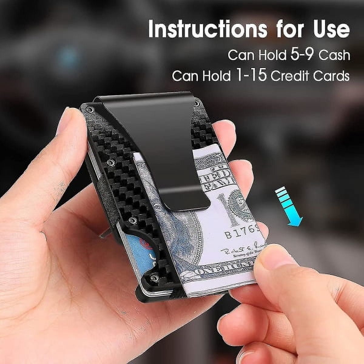 Wallet - Credit Card Holder - Men's Wallet - Minimalist Ultra-Thin Men's Wallet - Aluminum Alloy Material - Black - Image 5