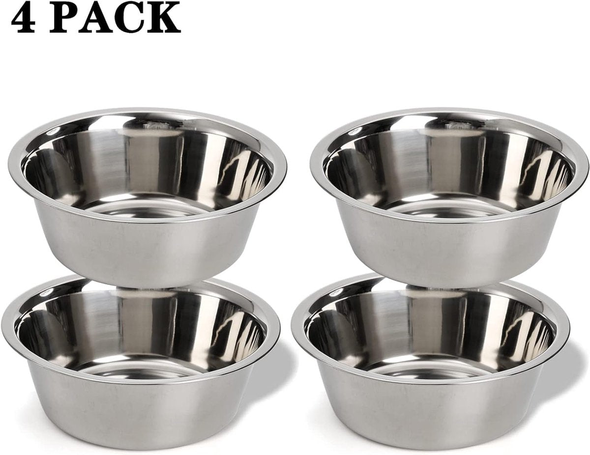4-Pack Stainless Steel Food and Water Bowls for Cats and Dogs - Pet Food and Water Bowls - Pet Bowls - For Large, Medium, and Small Dogs - Kitten Bowls - Puppy Bowls - Image 6