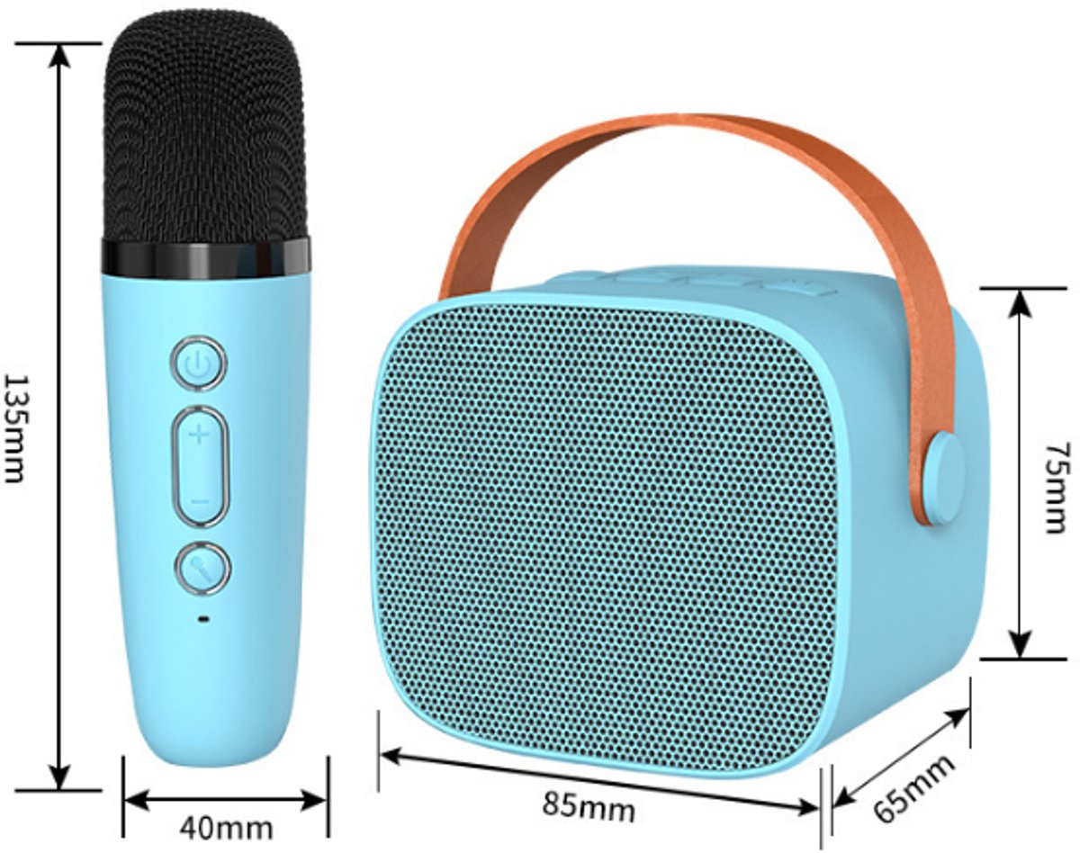 Mini Karaoke Machine - With 2 Microphones (Blue) - Image 2